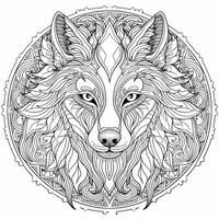 mandala Loup coloration pages photo