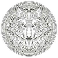 mandala Loup coloration pages photo