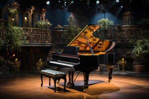 piano dans concert salle. génératif ai photo