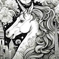 Licorne coloration pages bande dessinée style photo