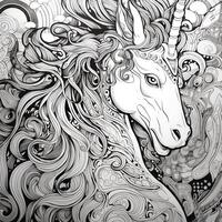 Licorne coloration pages bande dessinée style photo