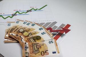 billets de banque 50 pièces en euros et statistiques photo