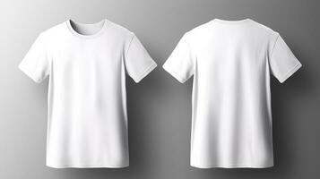 Vide blanc T-shirt maquette, de face et retour vue photo