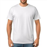 tondu vue de homme dans Vide blanc T-shirt maquette photo