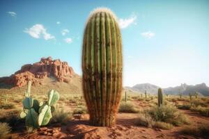 photo de cactus arbre dans le milieu de le désert. génératif ai