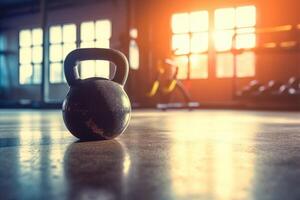 photo de kettlebell à l'intérieur vide salle de sport. génératif ai