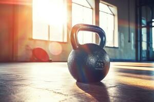 photo de kettlebell à l'intérieur vide salle de sport. génératif ai