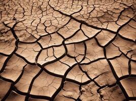 sec fissuré terre dans une désert, dans le style de terre cuite, environnement conscience. génératif ai photo