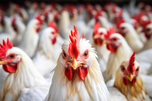 le spacieux et bien - organisé environnement de une moderne poulet ferme avec une proche - en haut coup de une poulet maison. génératif ai photo