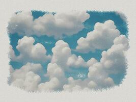 aquarelle blanc des nuages dans le ciel art illustration sur blanc papier texture Contexte photo