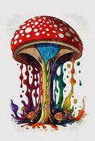 aquarelle texture La peinture champignon illustration pour T-shirt et livre couverture conception photo