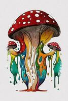 aquarelle texture La peinture champignon illustration pour T-shirt et livre couverture conception photo