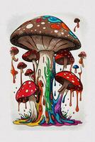 aquarelle texture La peinture champignon illustration pour T-shirt et livre couverture conception photo