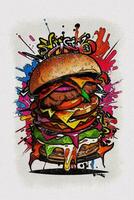 aquarelle texture La peinture une gros Hamburger illustration photo