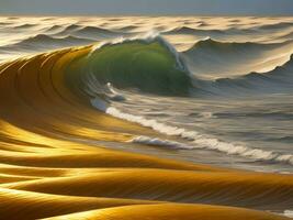 l'eau vagues dans le mer avec d'or Couleur photo