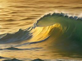 l'eau vagues dans le mer avec d'or Couleur photo