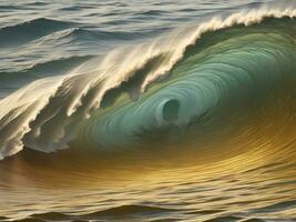 l'eau vagues dans le mer avec d'or Couleur photo