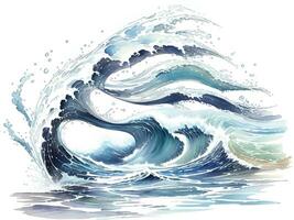 aquarelle bord de mer l'eau vagues La peinture illustration photo