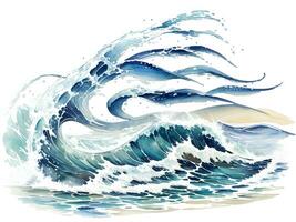 aquarelle bord de mer l'eau vagues La peinture illustration photo