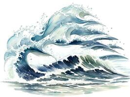 aquarelle bord de mer l'eau vagues La peinture illustration photo