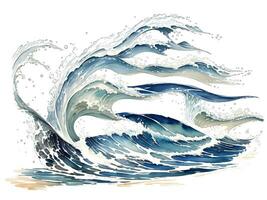 aquarelle bord de mer l'eau vagues La peinture illustration photo