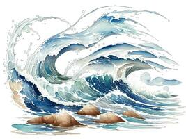 aquarelle bord de mer l'eau vagues La peinture illustration photo