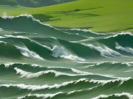 mer plage vert l'eau vagues illustration photo