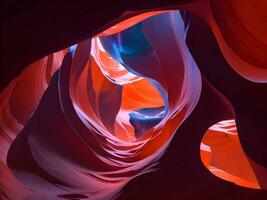 antilope canyon avec vibrant rouge et bleu Couleur nébuleuse tourbillonne photo