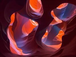 antilope canyon avec vibrant rouge et bleu Couleur nébuleuse tourbillonne photo