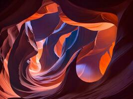 antilope canyon avec vibrant rouge et bleu Couleur nébuleuse tourbillonne photo