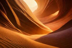 mystérieux d'or nébuleuse tourbillonne dans antilope canyon photo