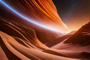 mystérieux d'or nébuleuse tourbillonne dans antilope canyon photo