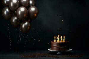 noir Contexte avec anniversaire gâteau photo