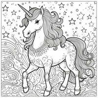 Licorne coloration pages dessin animé style photo