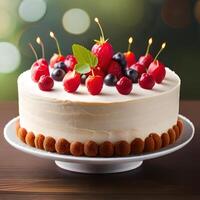 gâteau proche en haut dans le Contexte de le fête Chocolat dessert génératif ai photo