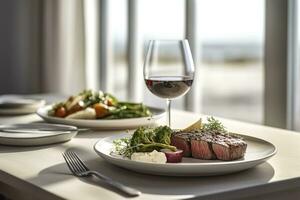 une occidental paysage de table pour une moderne dîner. ai génératif photo