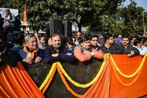 Nouveau Delhi, Inde - juillet 16 2023 - milliers de gens collecté pendant premier ministre narendra modi bjp route montrer, gens pendant pm modi gros élection se rallier dans le Capitale photo