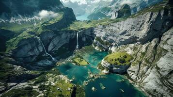 photo de oeschinen Lac dans Suisse, généré par ai