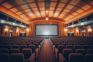 cinéma intérieur avec gros filtrer, établi avec génératif ai photo