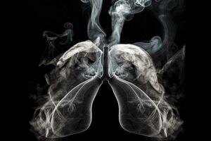 poumons fabriqué de fumée, établi avec génératif ai photo