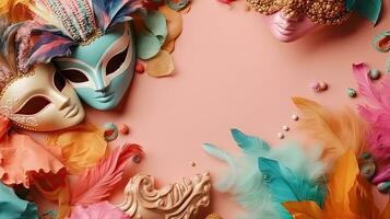 carnaval bannière concept conception avec pastel arrière-plan, ai génératif photo