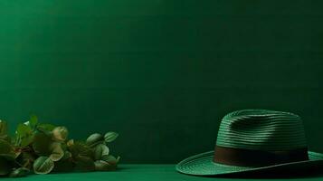 st patrick's bannière concept conception de vert chapeau pour bannière arrière-plan, ai génératif photo