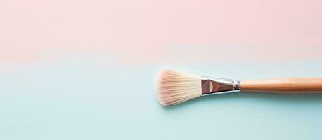 photo de une vibrant maquillage brosse contre une coloré toile de fond avec copie espace