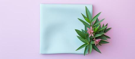 photo de une plante repos sur une croustillant blanc serviette de table avec beaucoup de ouvert espace pour votre posséder message ou conception avec copie espace