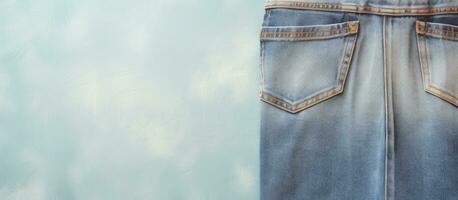 photo de une paire de denim jeans pendaison sur une corde à linge avec copie espace avec copie espace