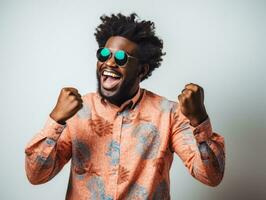 studio coup de Jeune africain homme dynamique émotif gestes ai génératif photo