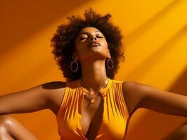 studio coup de africain femme dynamique émotif gestes ai génératif photo