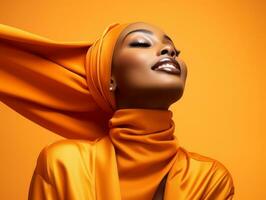 studio coup de africain femme dynamique émotif gestes ai génératif photo