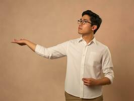 studio coup de asiatique femme dynamique émotif gestes ai génératif photo