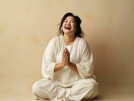studio coup de plus Taille asiatique femme dynamique émotif gestes ai génératif photo